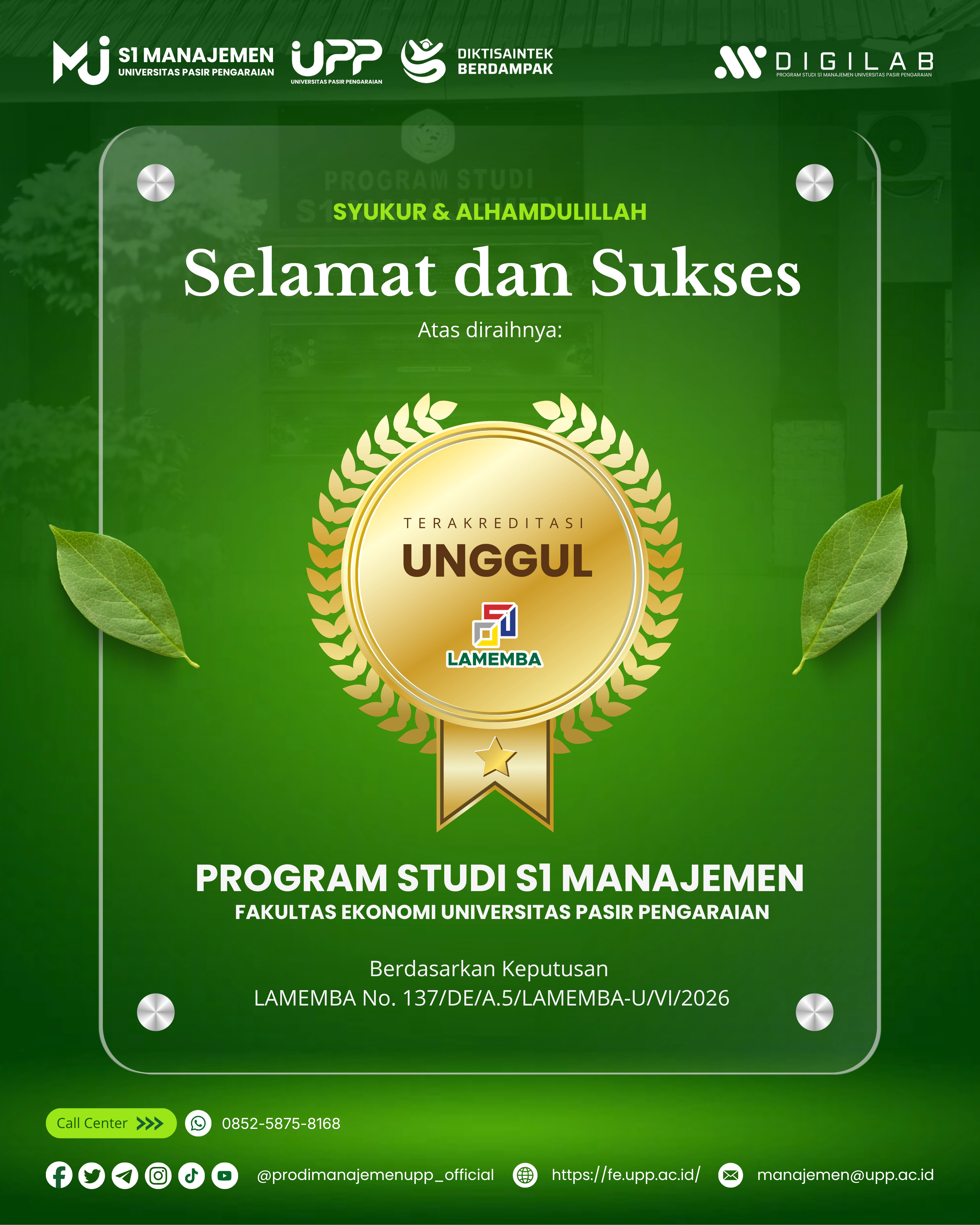 Ukir Sejarah Baru! Tangan Dingin Kaprodi Arfianti Novita Anwar dan Jajaran Dosen Hantarkan Manajemen UPP Raih Akreditasi "UNGGUL" dari LAMEMBA